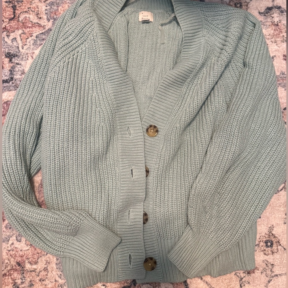 A New Day Blue Crochet Cardigan